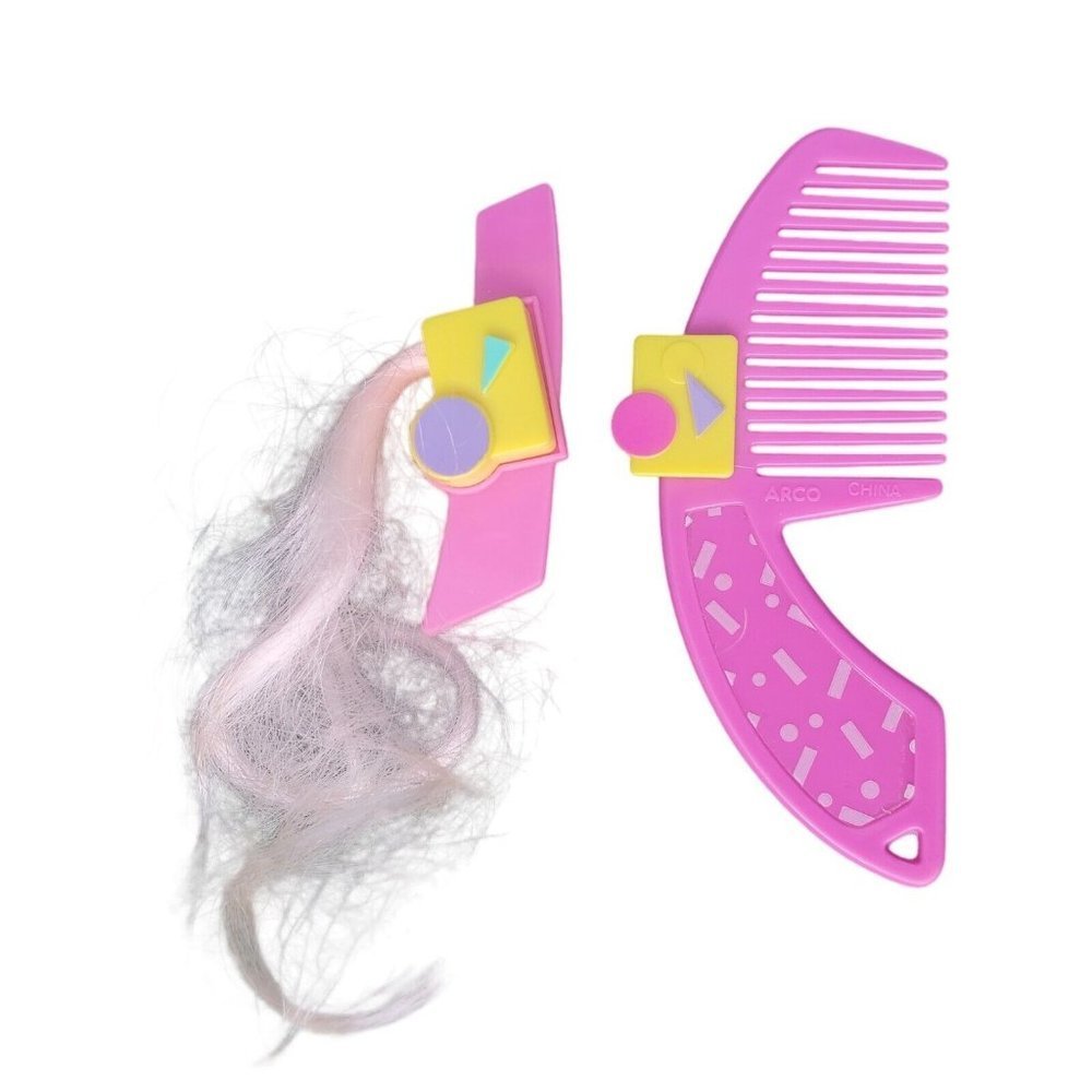 VTG 1989 ARCO BARBIE COLOR CHANGE MAKEUP PINK PLASTIC REPLACEMENT COMB And‎ CLIP
